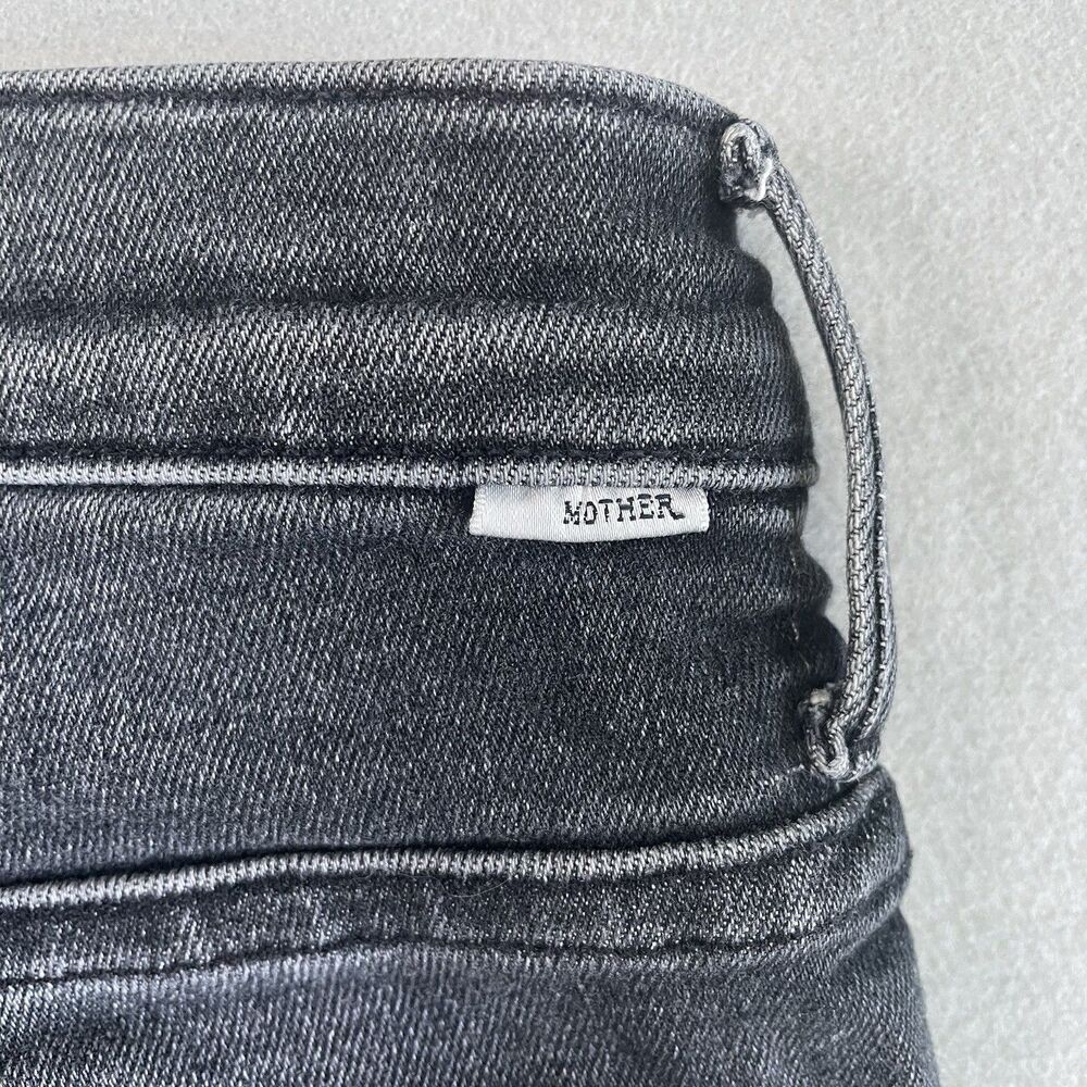 Mother The Insider Crop Step Fray Jeans Black Up In Smoke Wash High Rise ~27 - Picture 7 of 14